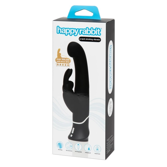 Happyrabbit G-spot - akkus, vízálló, csiklókaros bólogató vibrátor (fekete)