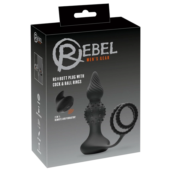 Rebel 2in1 - akkus, rádiós anál vibrátor péiszgyűrűvel (fekete)