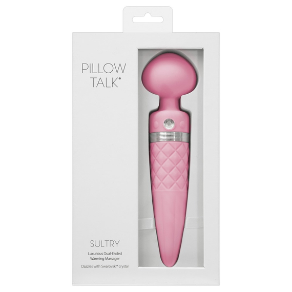 Pillow Talk Sultry - melegítős, dupla motoros masszírozó vibrátor (pink)
