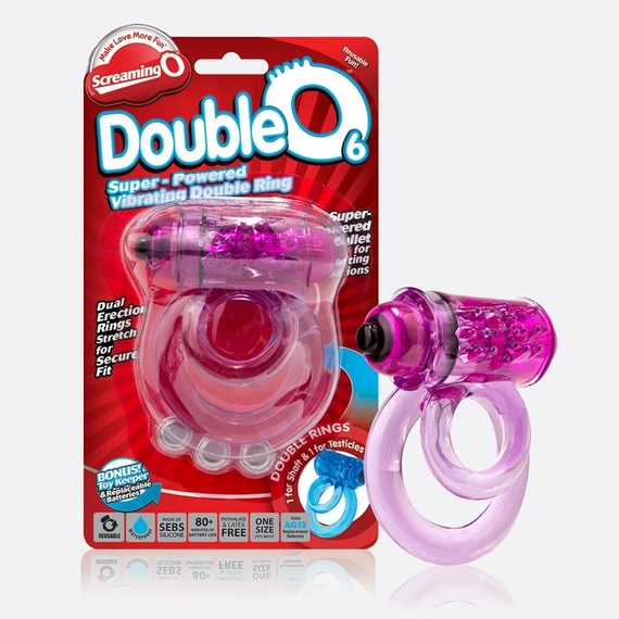 Screaming DoubleO 6 - vibrációs pénisz- és heregyűrű (lila)