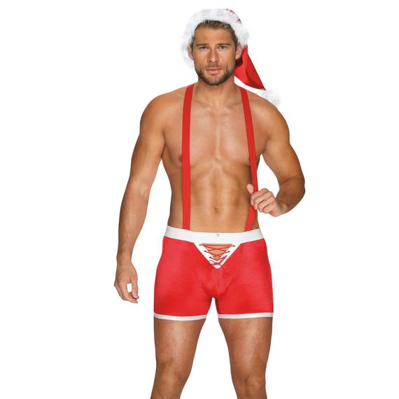 Obsessive Mr Claus - Mikulás jelmez szett (2 részes) - piros - S/M