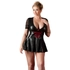 Kép 2/5 - Cottelli Plus Size - fényes ruha piros fűzővel (fekete)