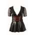 Kép 5/5 - Cottelli Plus Size - fényes ruha piros fűzővel (fekete)