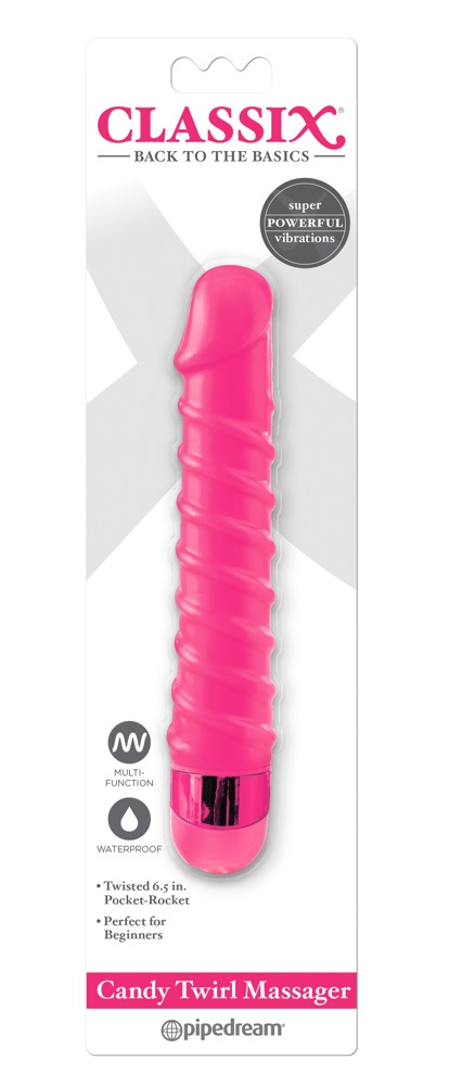 Classix Candy Twirl - szex-spirál műpénisz vibrátor (pink)