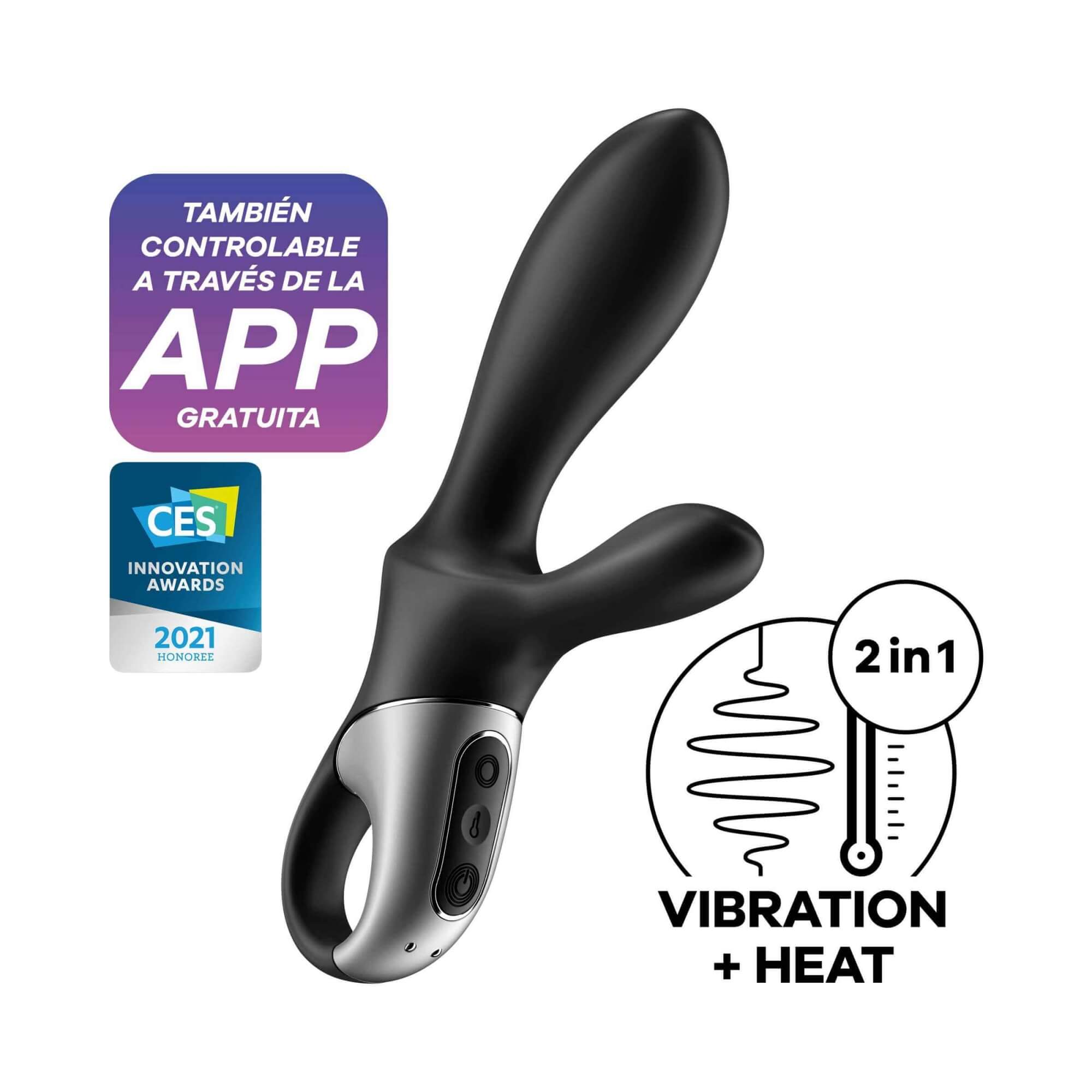Satisfyer Heat Climax+ - okos, melegítő,karos análvibrátor (fekete)