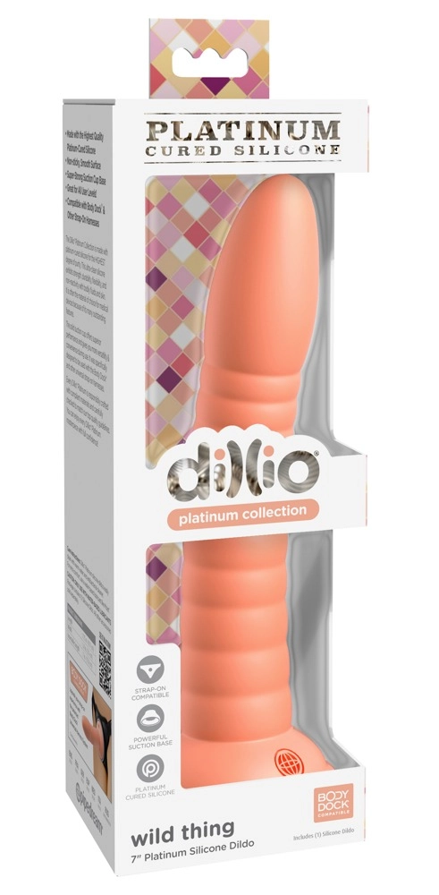 Dillio Wild Thing - tapadótalpas barázdált dildó (19cm) - narancs